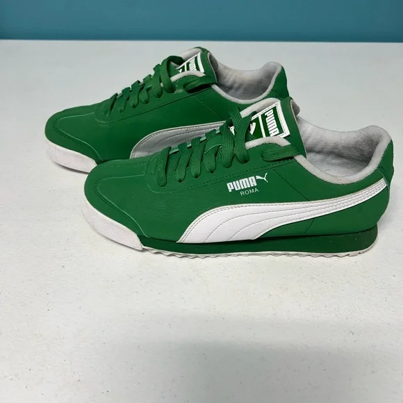 Puma Roma Sneakers in Green and White. Men's size 6 or women's size 8 - Picture 3 of 7
